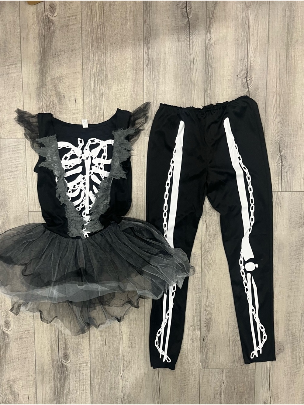Kids Black Skeleton Tutu Halloween Costume
